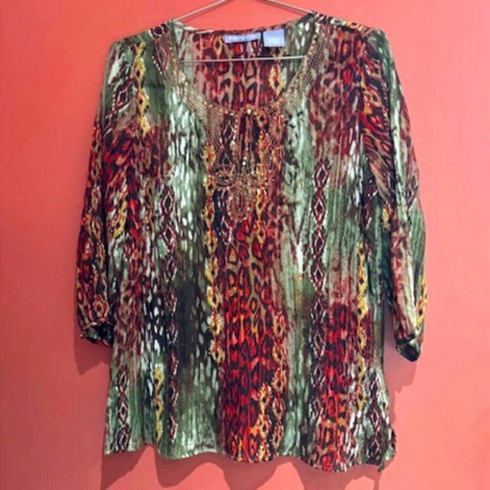 Colorful Size L Bohemian Blouse